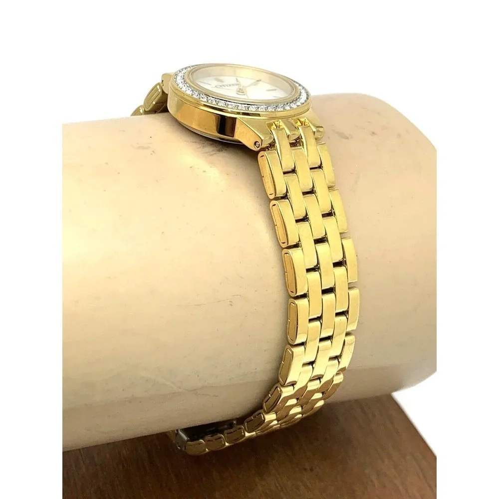 Citizen Women's Watch EJ6102-64D Quartz Gold Tone 23mm Swarovski & Bracelet Set